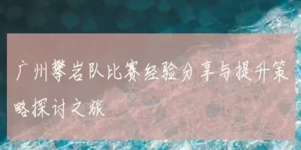 广州攀岩队比赛经验分享与提升策略探讨之旅